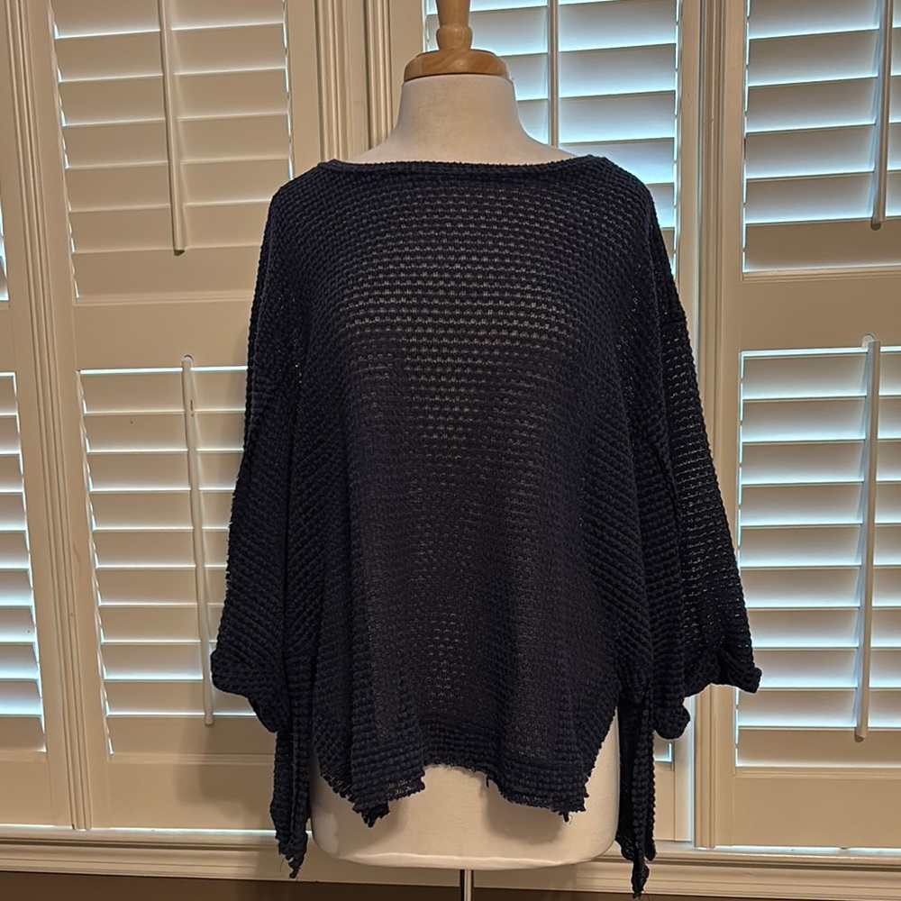 Umgee Dark Blue Knit Poncho